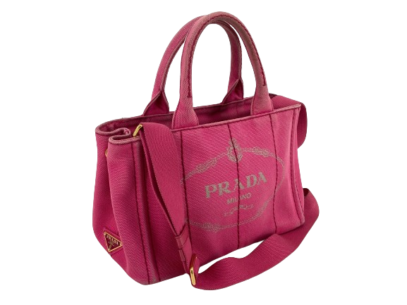 Prada 1BG439 Canapa Tote / Shoulder Bag Peonia