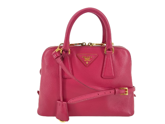 Prada BL0838 Promenade Medium Hand Bag Peonia Saffiano Lux Leather