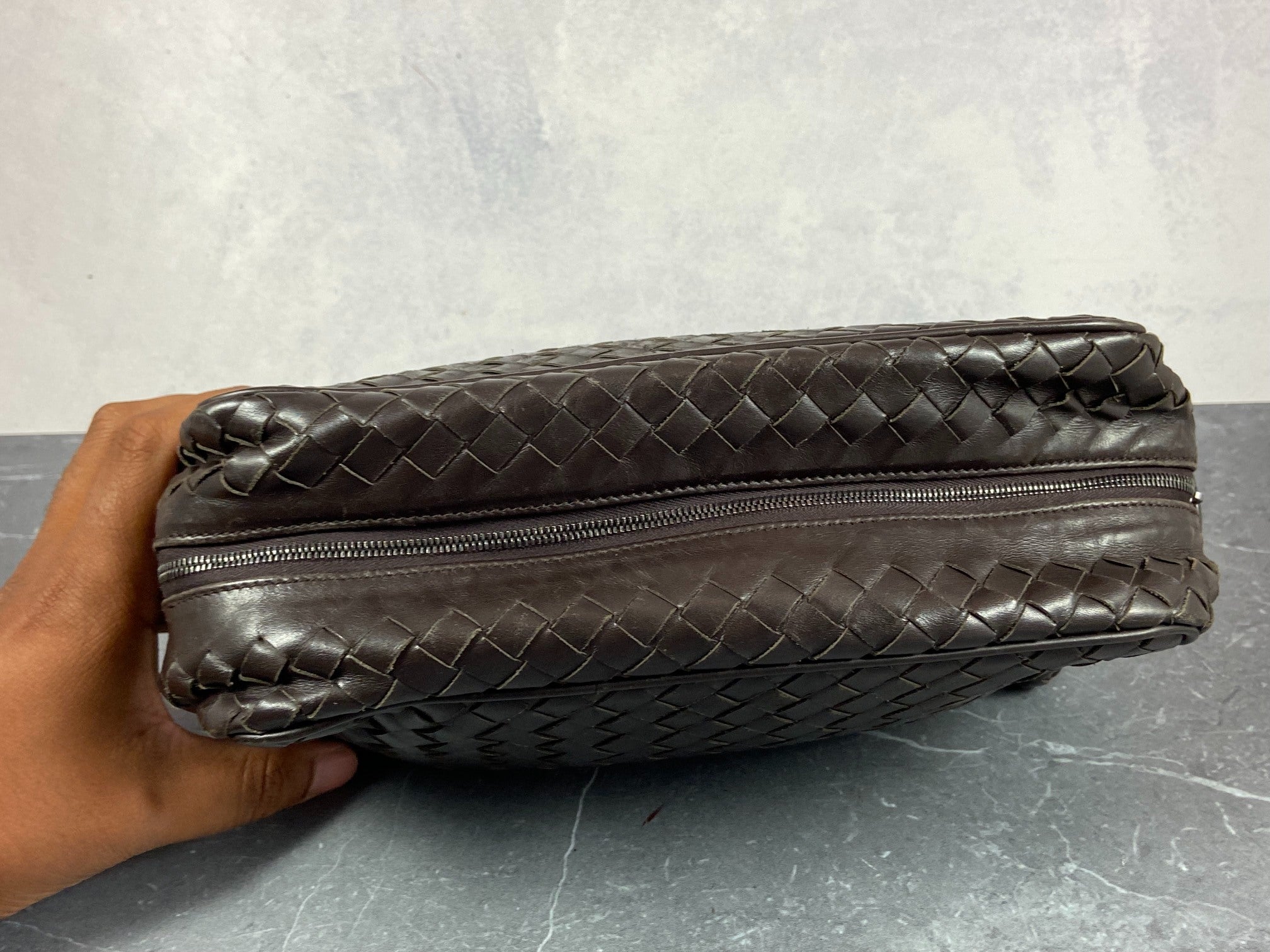 Bottega Veneta Clutch Brown Intrecciato Leather