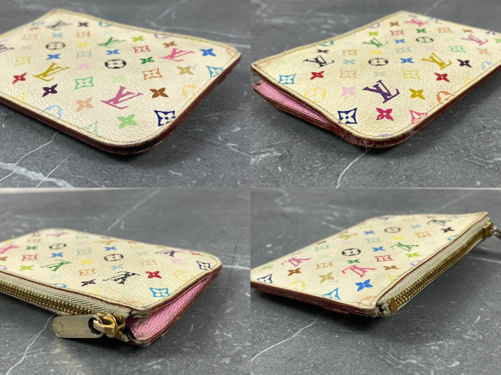 Louis Vuitton Pochette Cles Key Pouch Murakami Multicolor White