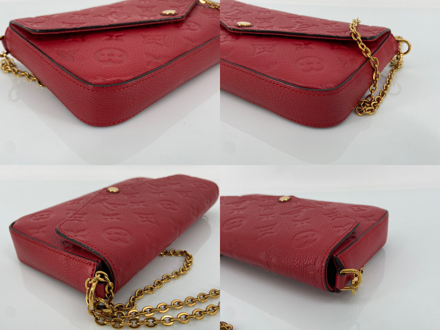 Louis Vuitton Félicie Pochette Red Empreinte Leather incl. Dustbag