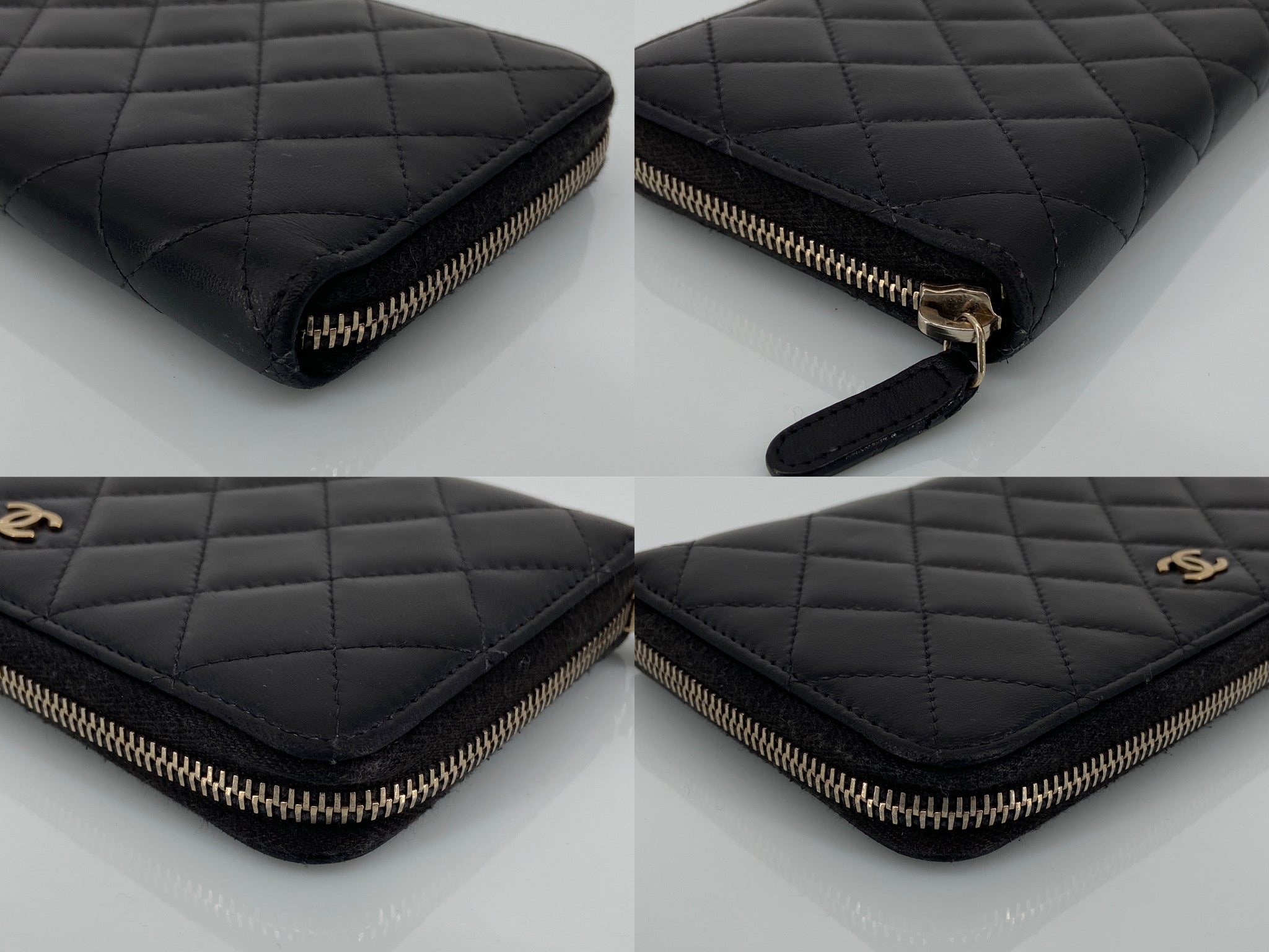 Chanel CC Zippy Wallet Black Quilted Leather