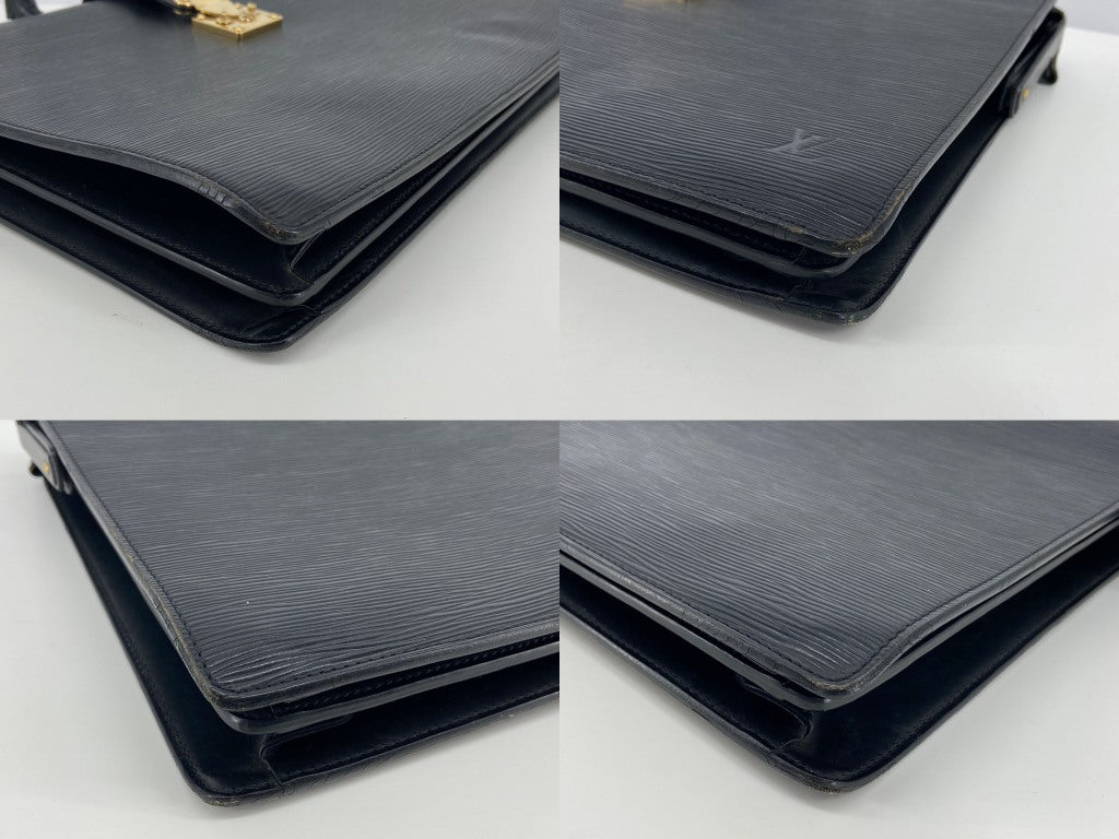 Louis Vuitton Porte Documents Serviette Fermoir Black Epi Leather