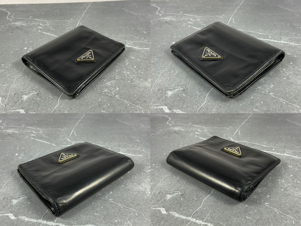 Prada Compact Wallet Black Leather