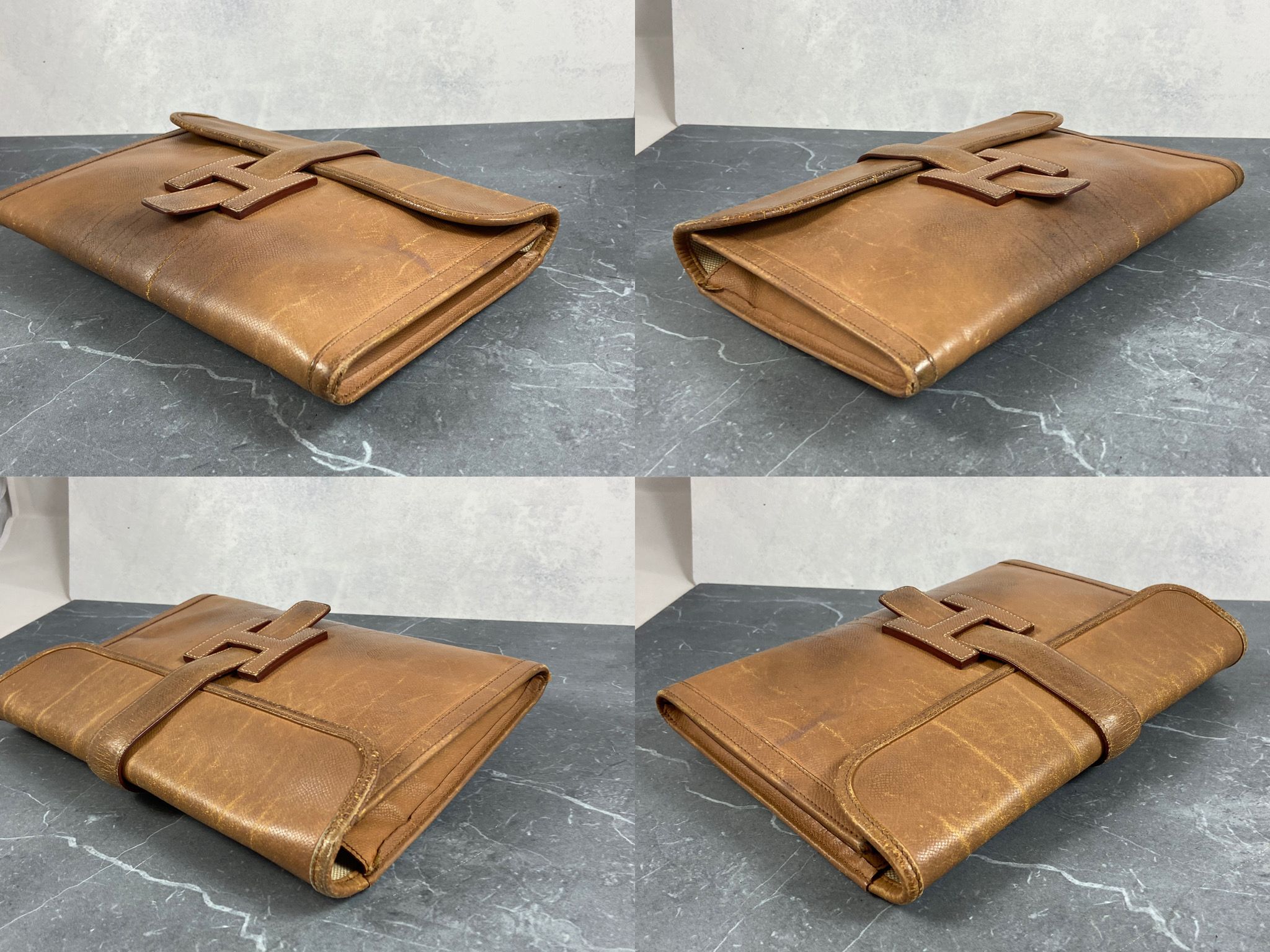 Hermès Jige Clutch Brown Courchevel Leather