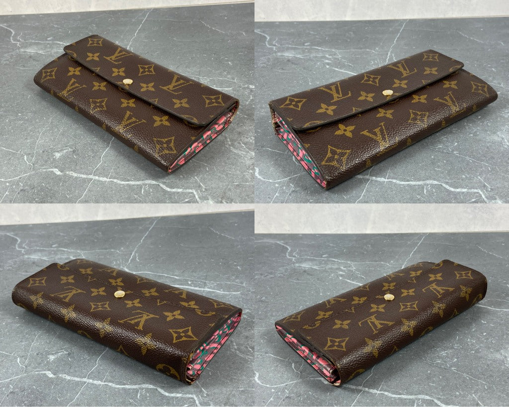 Louis Vuitton Sarah Wallet Leopard Rouge Monogram Canvas