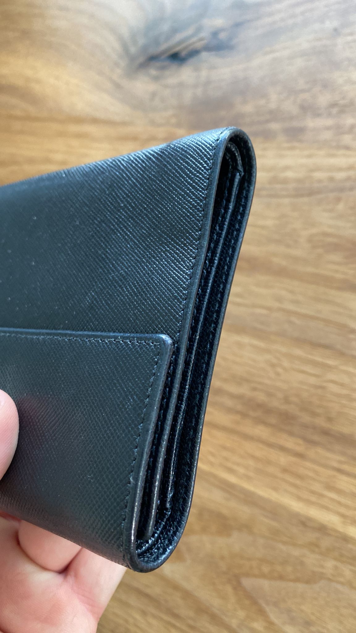 Prada Compact Wallet Black Saffiano Leather