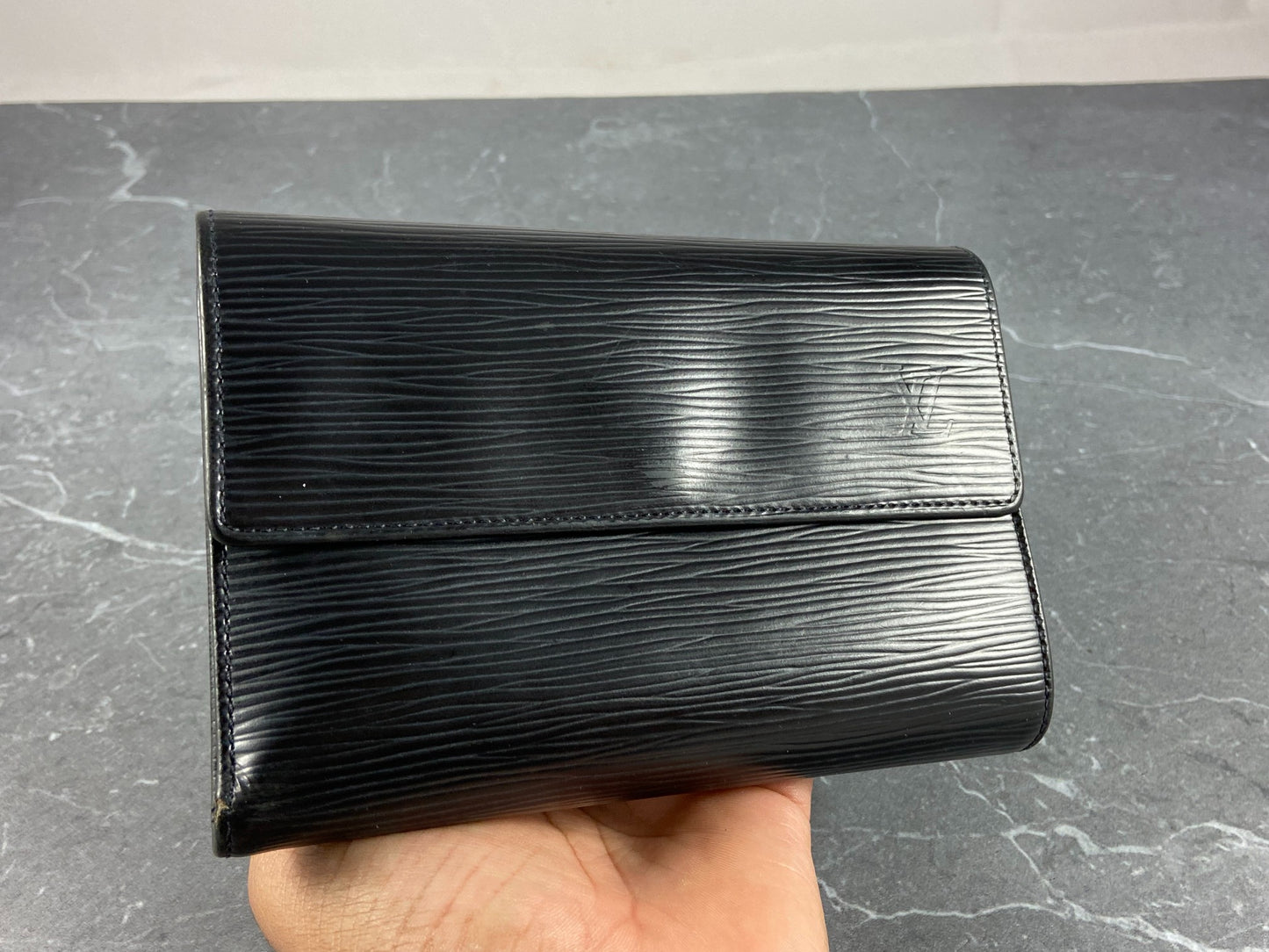 Louis Vuitton Porte Tresor Etui Wallet Black Epi Leather