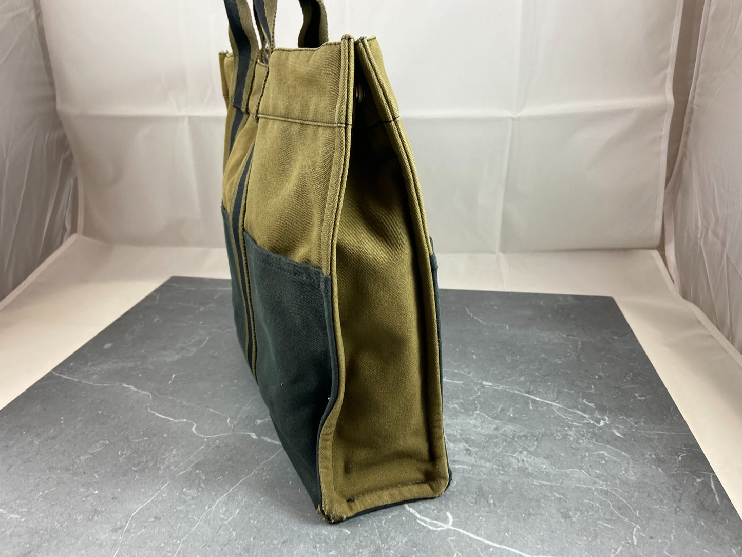 Hermès Fourre Tout / Toto MM Cotton Bag Black + Green