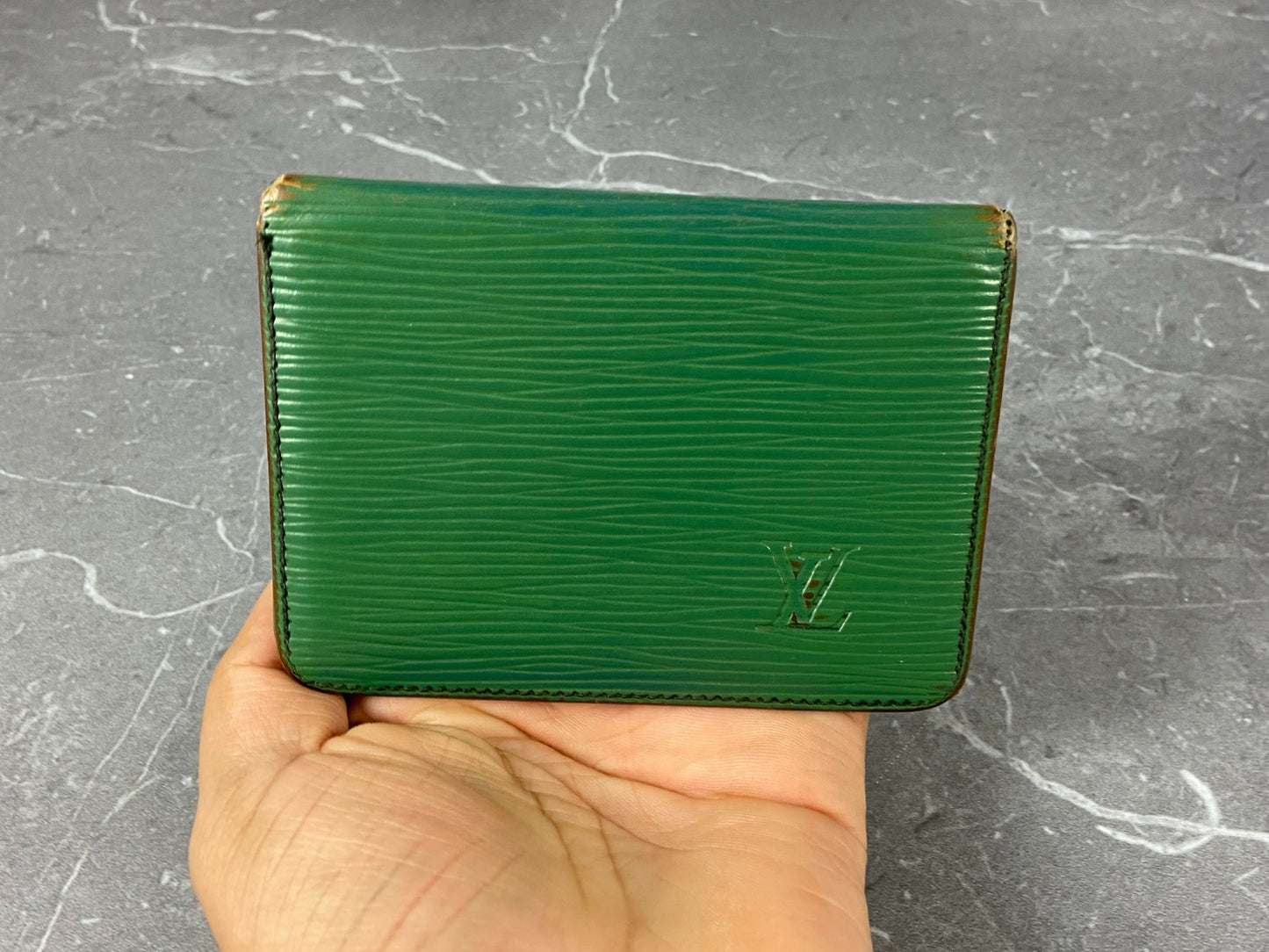 Louis Vuitton Bifold Card Case Green Epi Leather