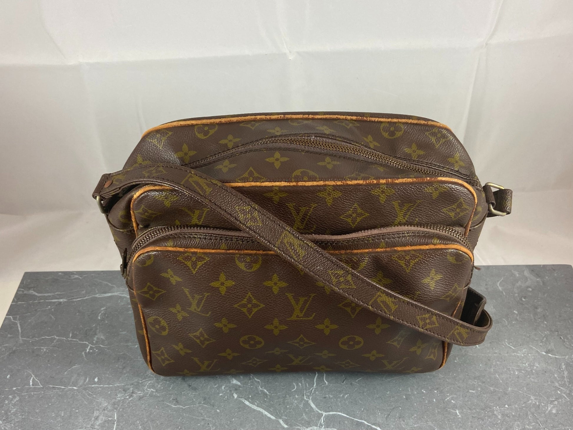Louis+Vuitton+Nile+Shoulder+Bag+GM+Brown+Canvas for sale online