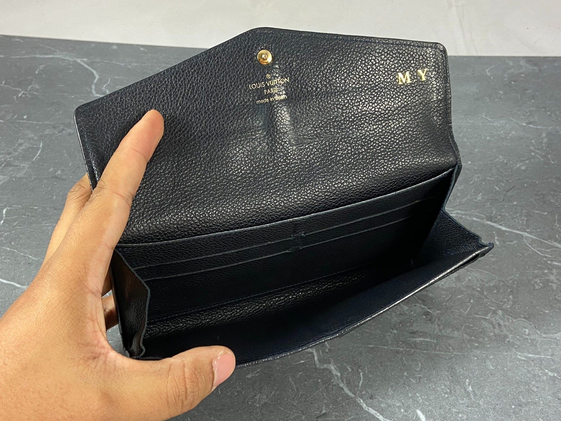 LOUIS VUITTON Empreinte Compact Curieuse Wallet Black 98921