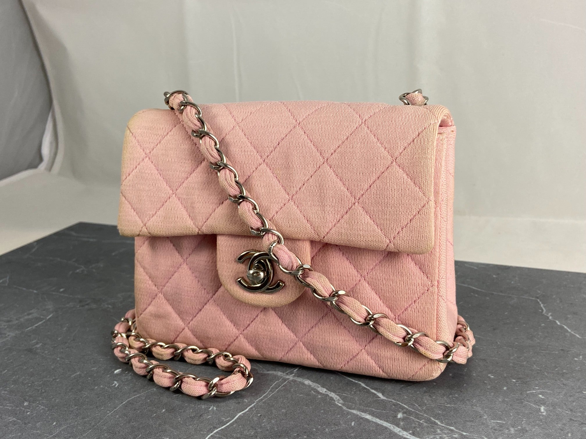 Chanel Timeless / Classique Mini Square Flap Bag Pink Jersey