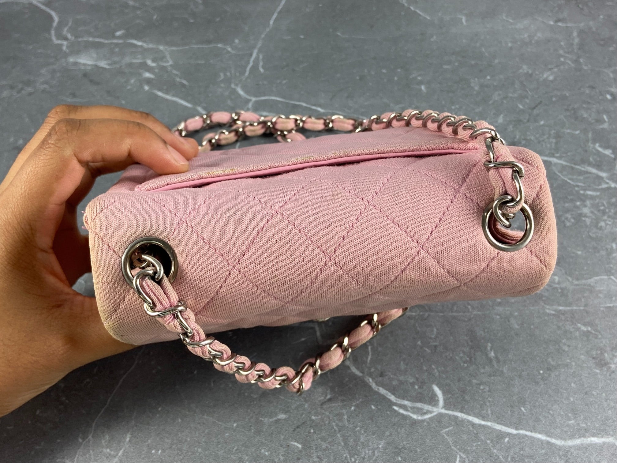 Chanel Timeless / Classique Mini Square Flap Bag Pink Jersey