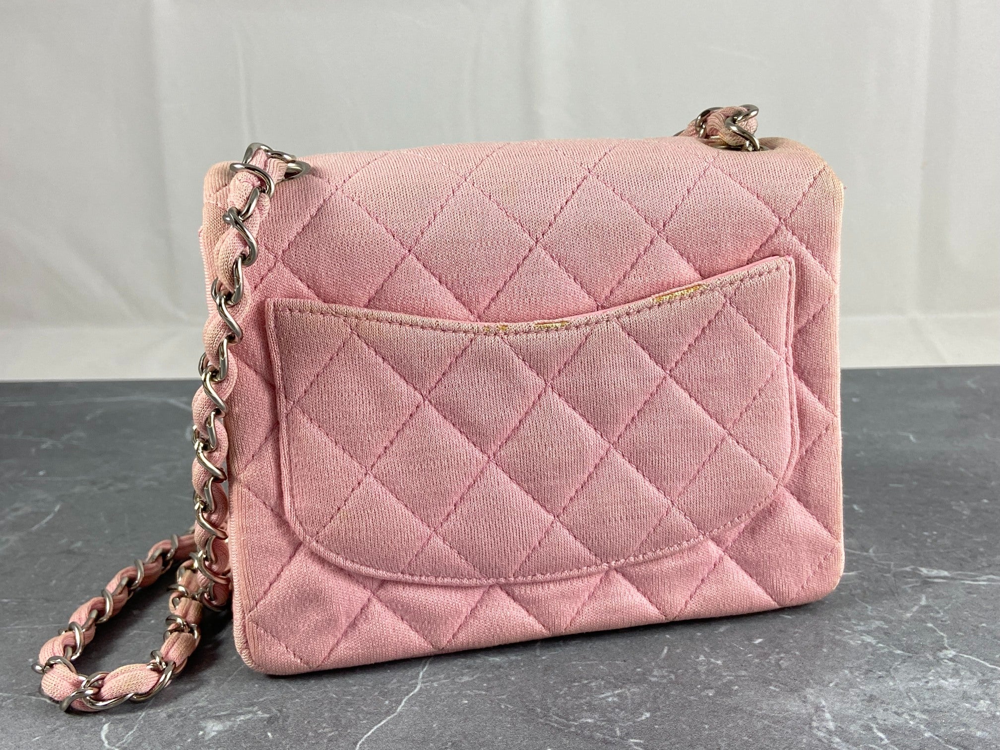 Chanel Timeless / Classique Mini Square Flap Bag Pink Jersey