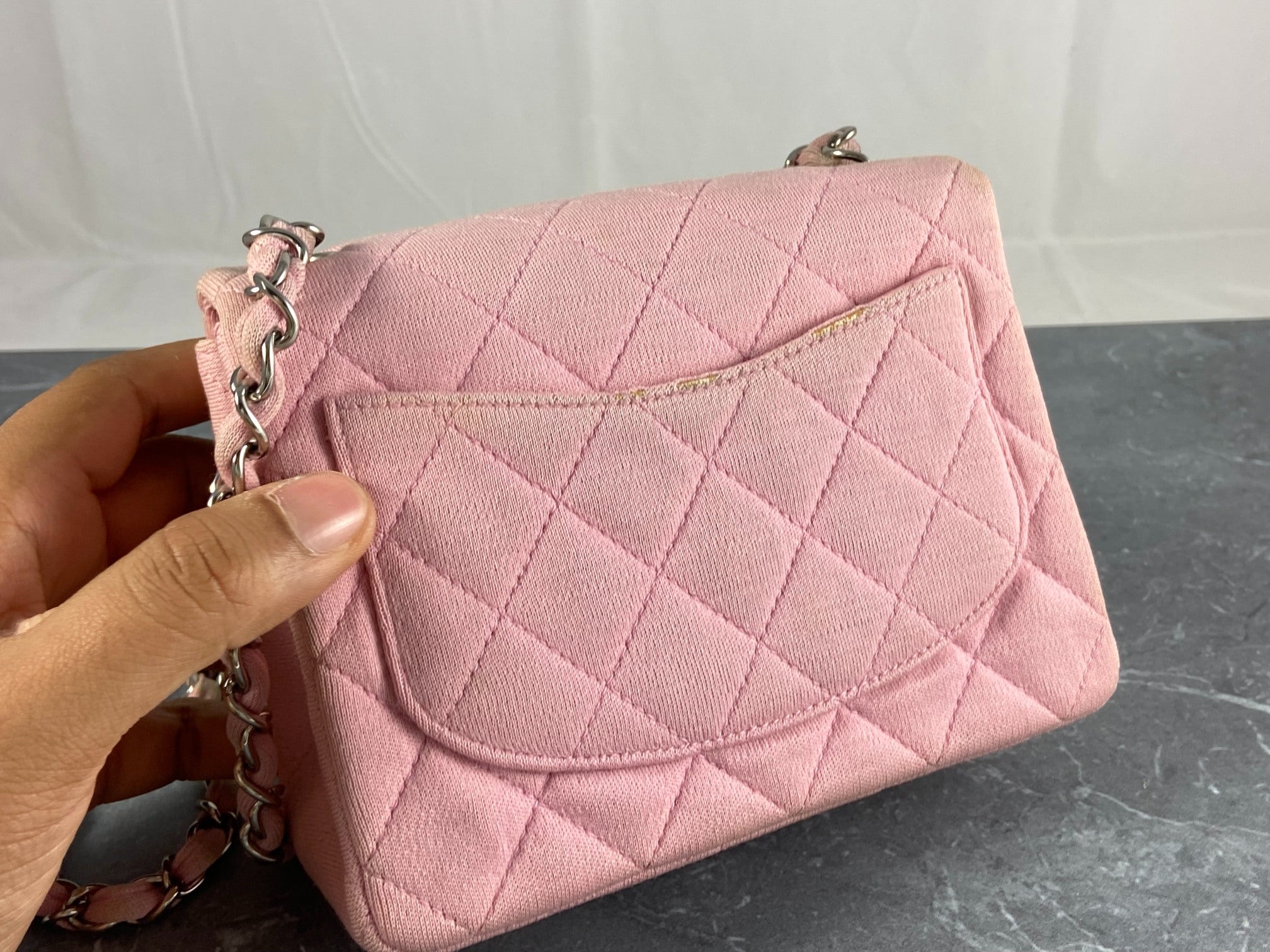 Chanel Timeless / Classique Mini Square Flap Bag Pink Jersey