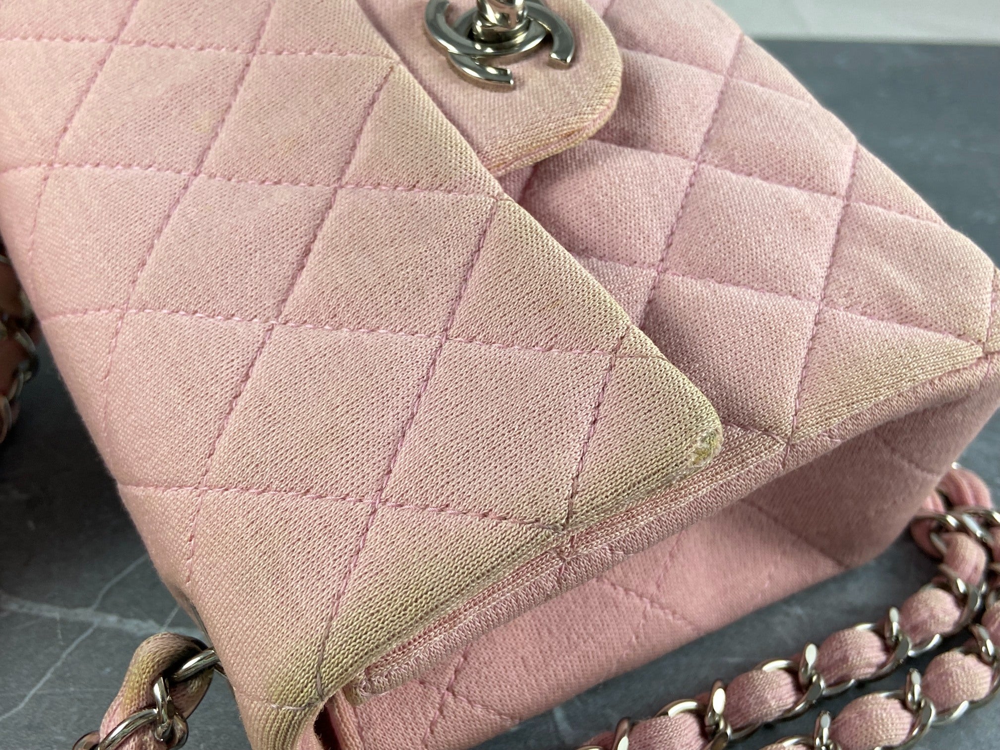 Chanel Timeless / Classique Mini Square Flap Bag Pink Jersey