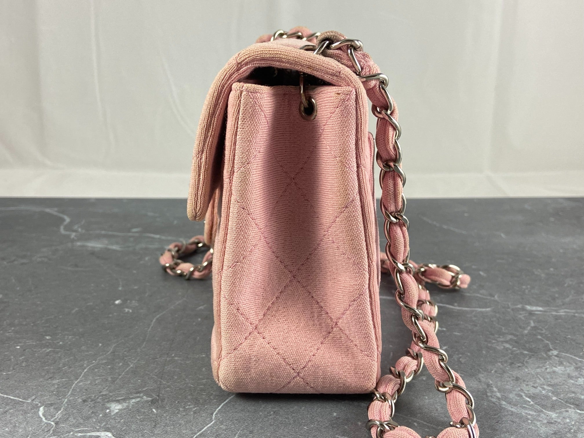 Chanel Timeless / Classique Mini Square Flap Bag Pink Jersey