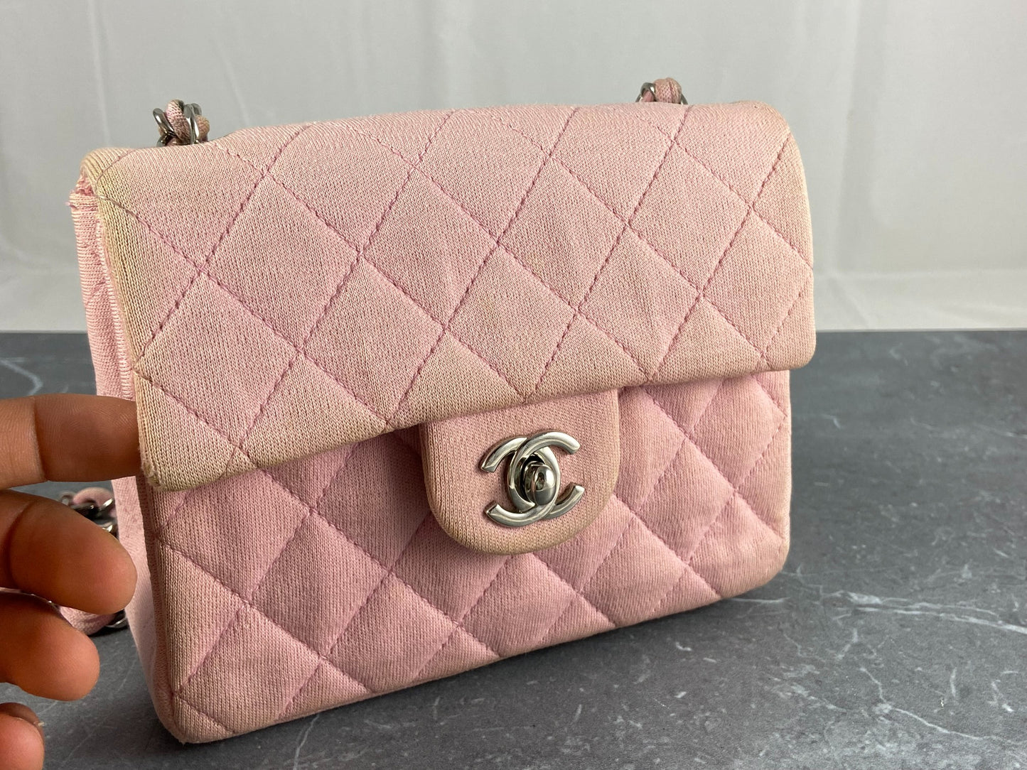 Chanel Timeless / Classique Mini Square Flap Bag Pink Jersey