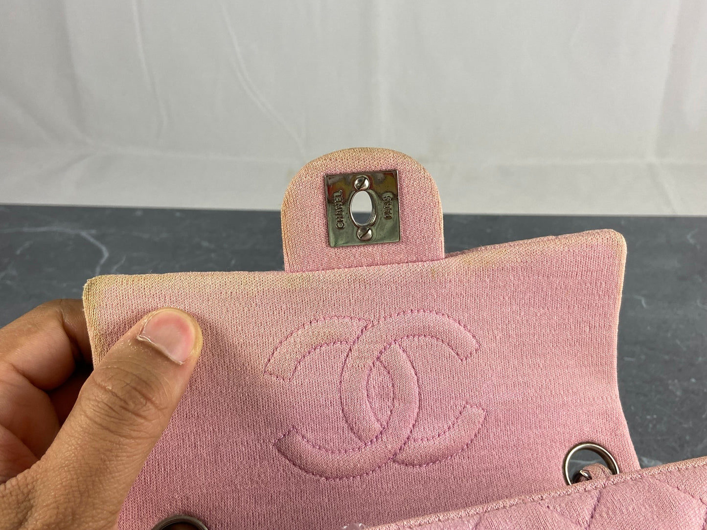 Chanel Timeless / Classique Mini Square Flap Bag Pink Jersey
