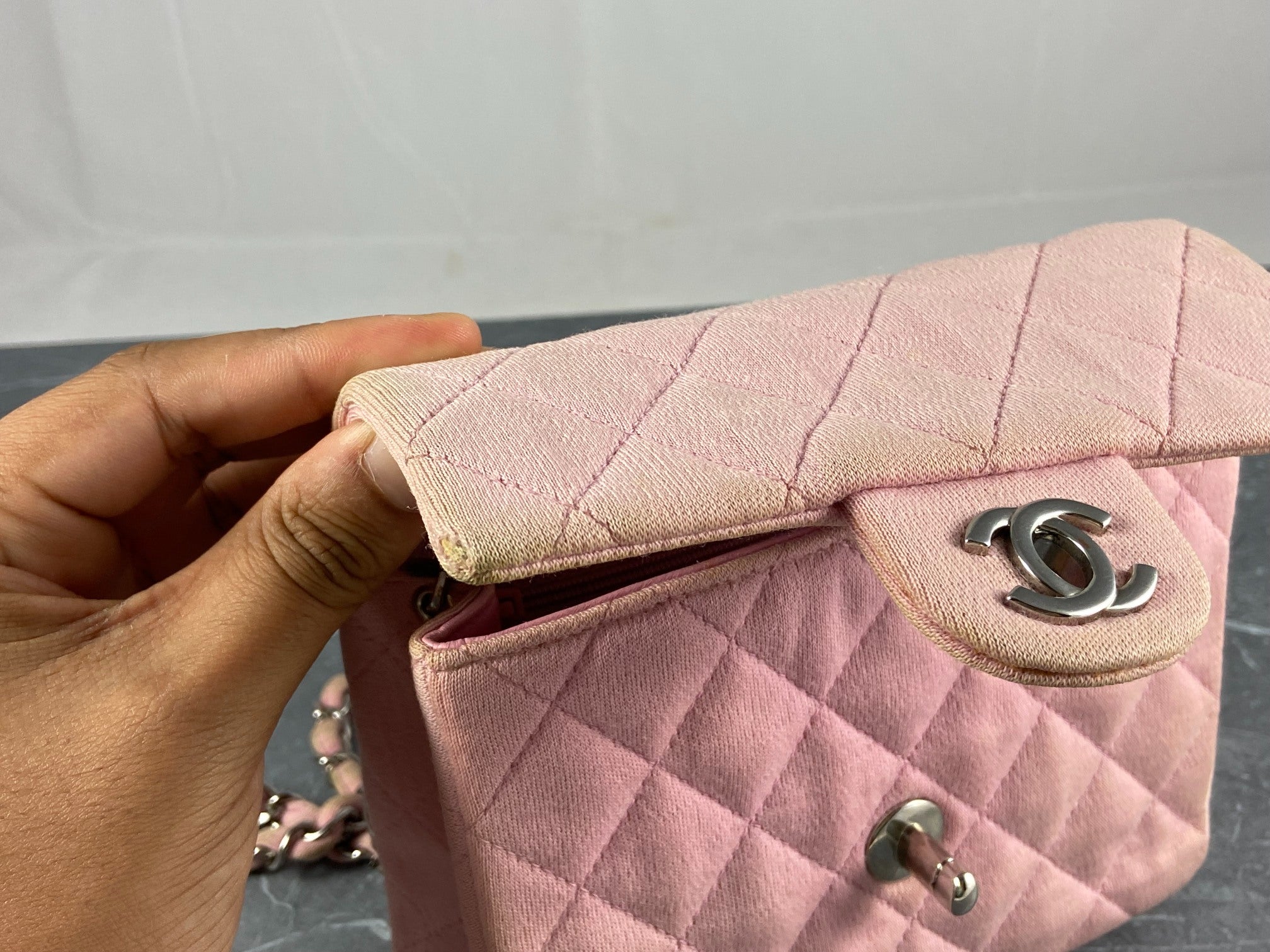 Chanel Timeless / Classique Mini Square Flap Bag Pink Jersey