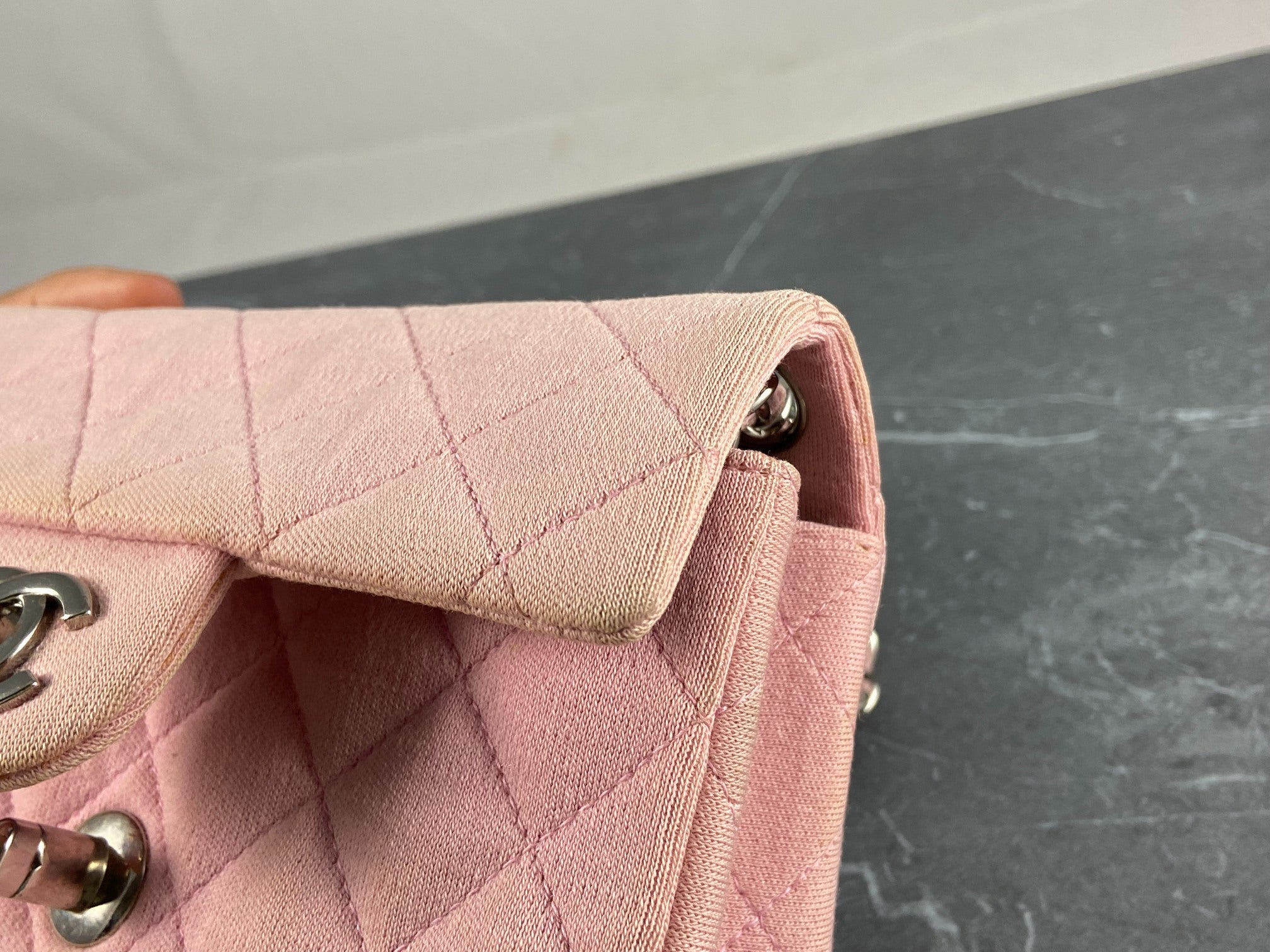 Chanel Timeless / Classique Mini Square Flap Bag Pink Jersey