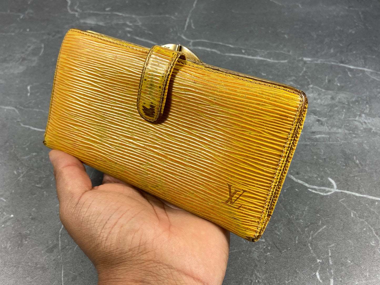 Louis Vuitton French Long Wallet Yellow Epi Leather