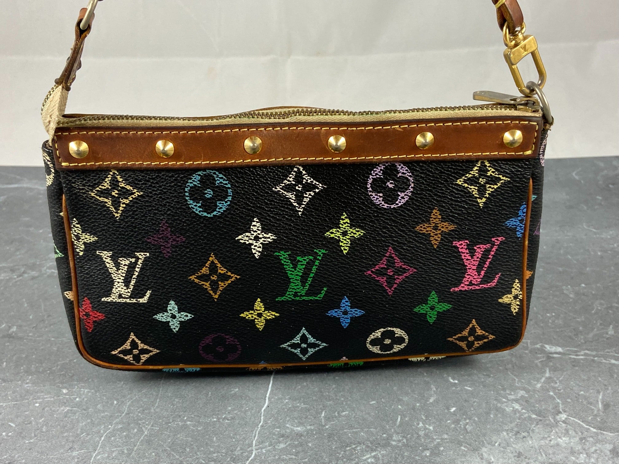 Louis Vuitton Takashi Murakami Multicolor Pochette Accessoires Black