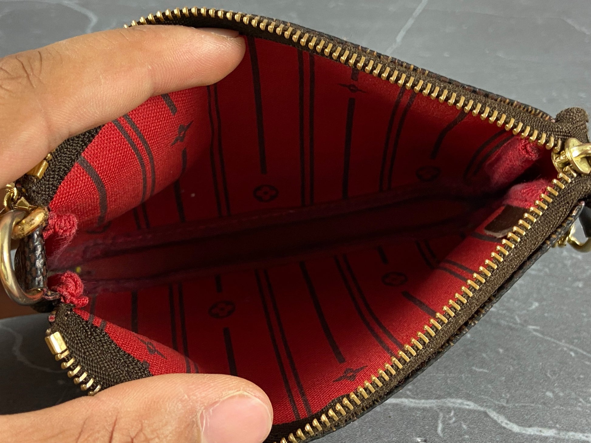 Pochette Accessoires Mini Damier Ebene – Keeks Designer Handbags