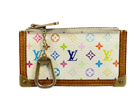 Louis Vuitton Pochette Cles Key Pouch Murakami Multicolor White