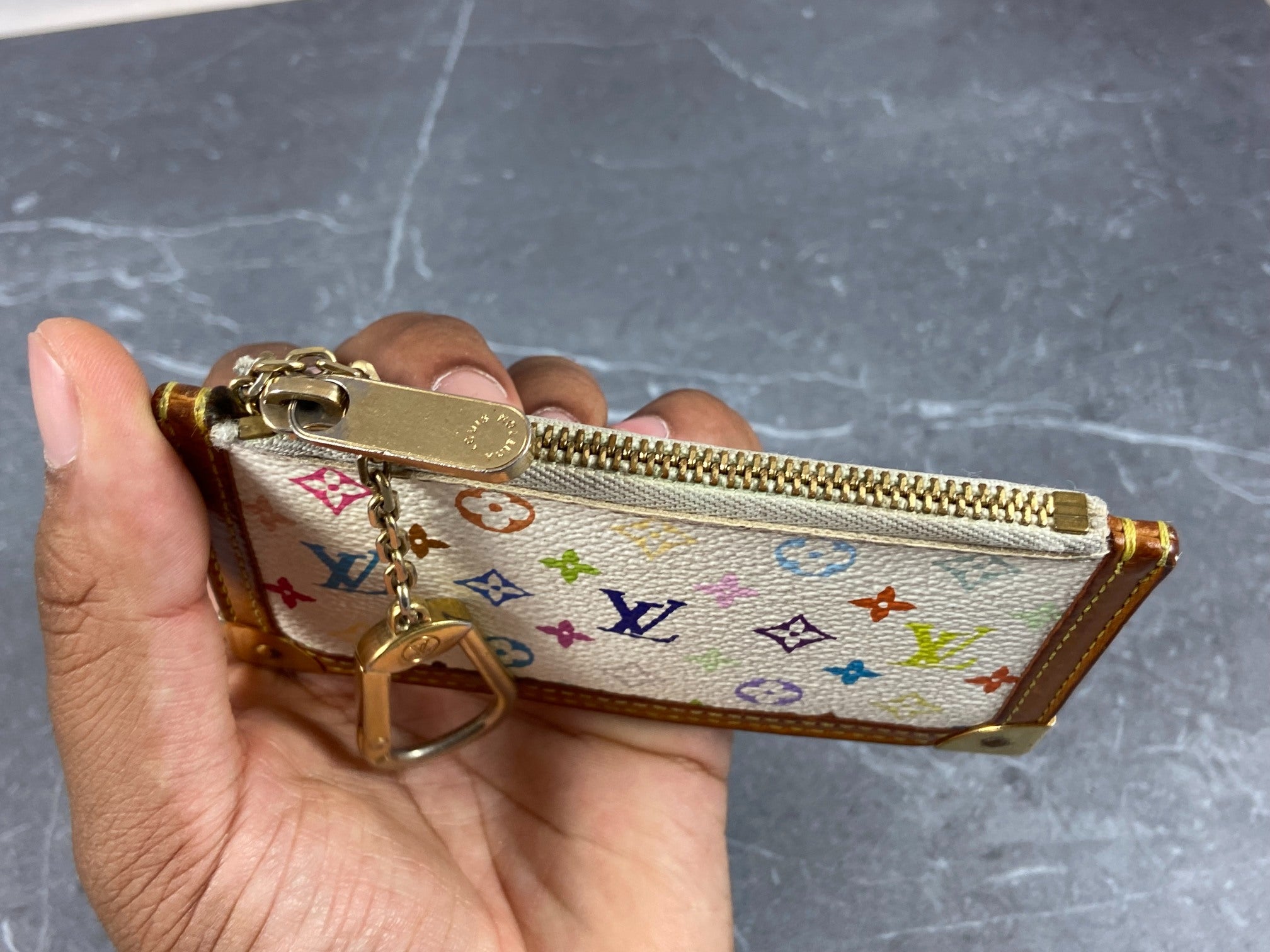 Louis Vuitton Pochette Cles Key Pouch Murakami Multicolor White