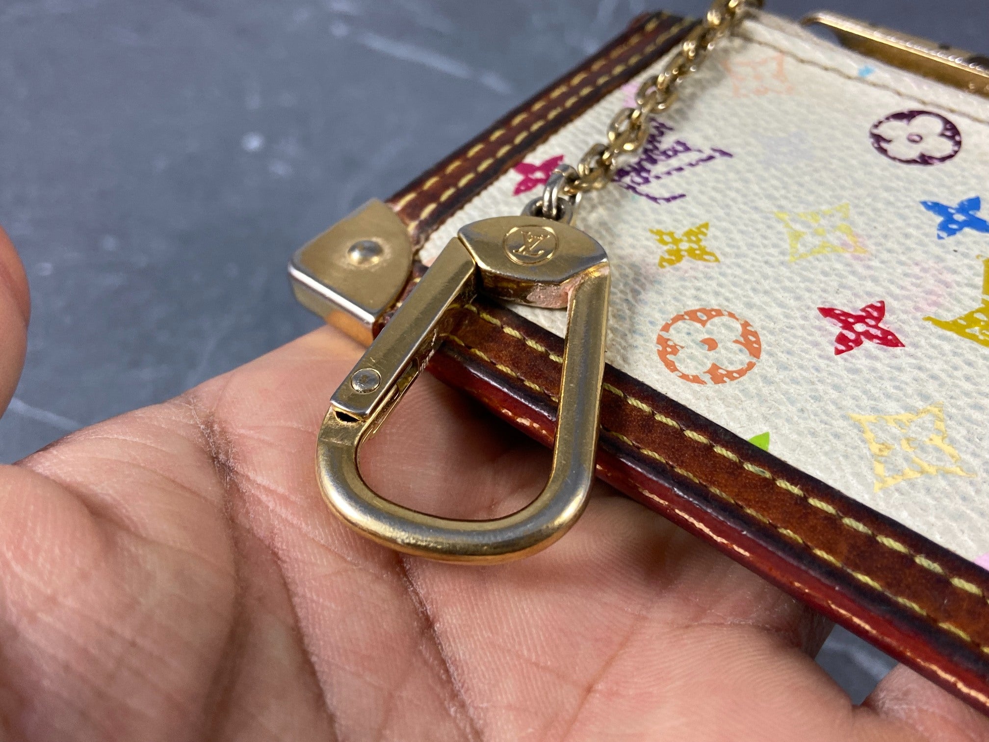 Louis Vuitton Pochette Cles Key Pouch Murakami Multicolor White