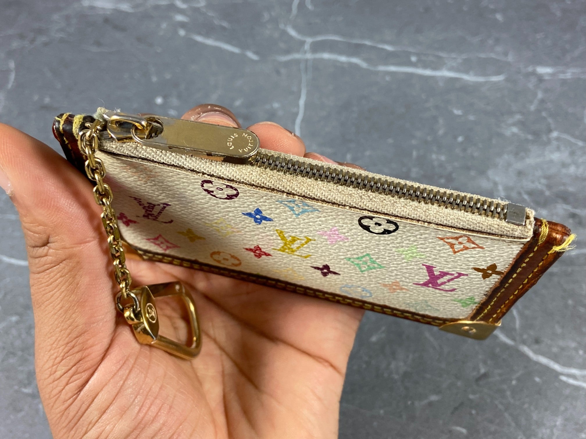 Louis Vuitton Pochette Cles Key Pouch Murakami Multicolor White