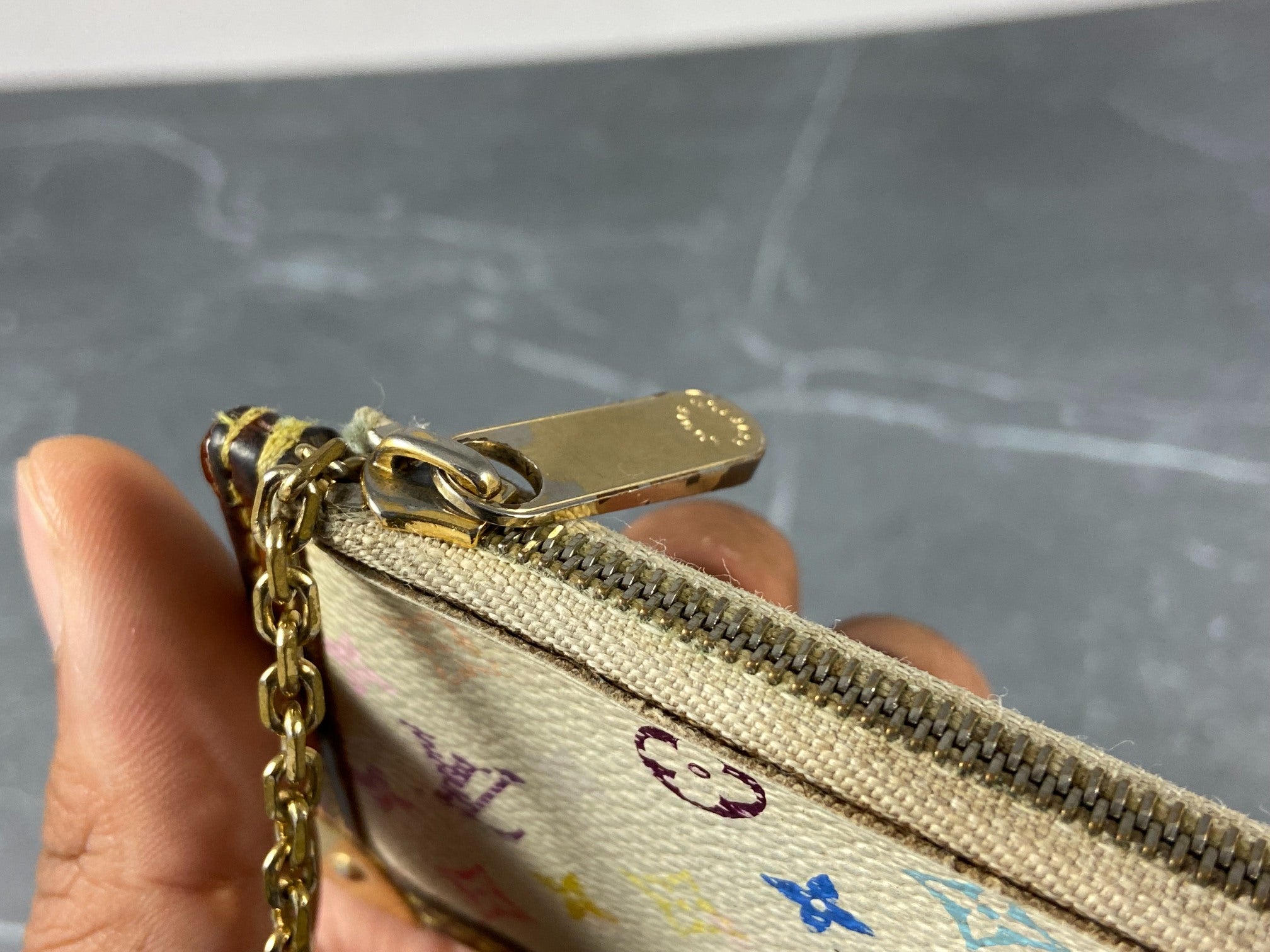 Louis Vuitton Pochette Cles Key Pouch Murakami Multicolor White