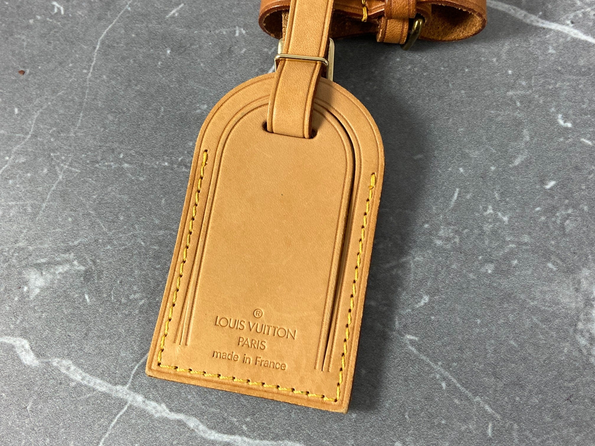 Louis Vuitton Luggage Tag & Handle Belt Beige Vachetta Leather