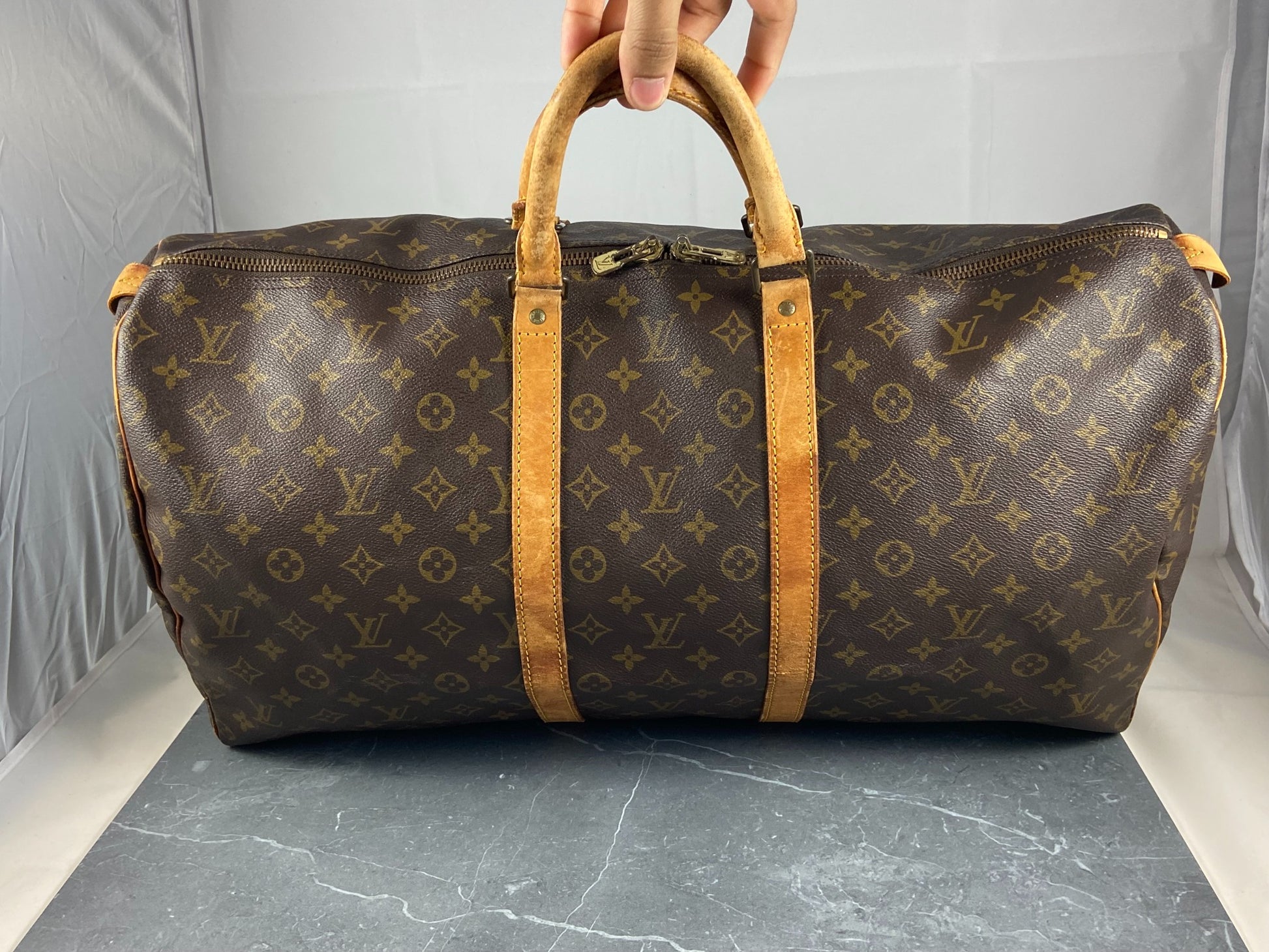 Travel/Sport Louis Vuitton Keepall 55 bag in Monogram Canvas customized !  at 1stDibs
