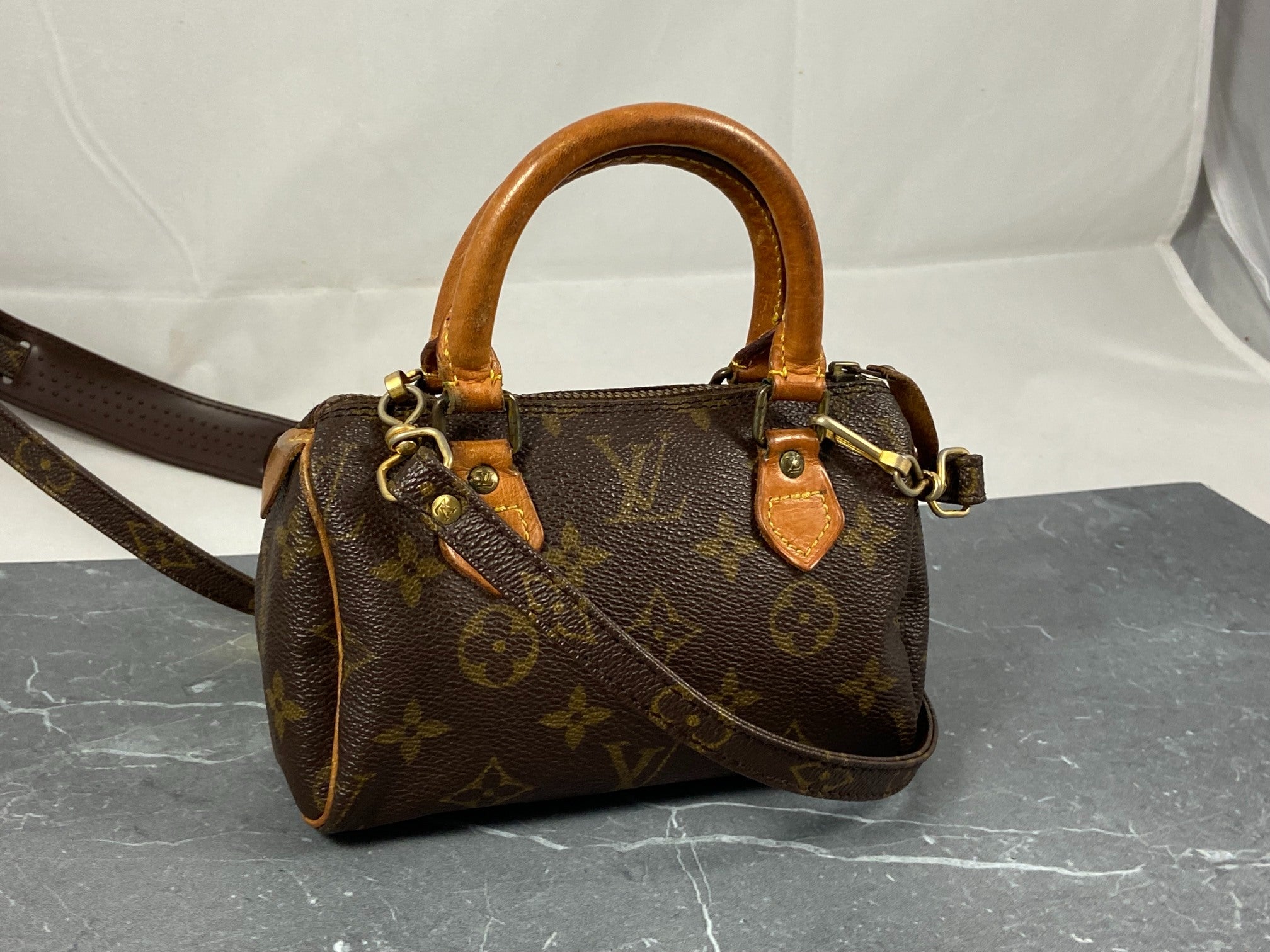 Louis Vuitton Mini Speedy Crossbody Bag Monogram Canvas