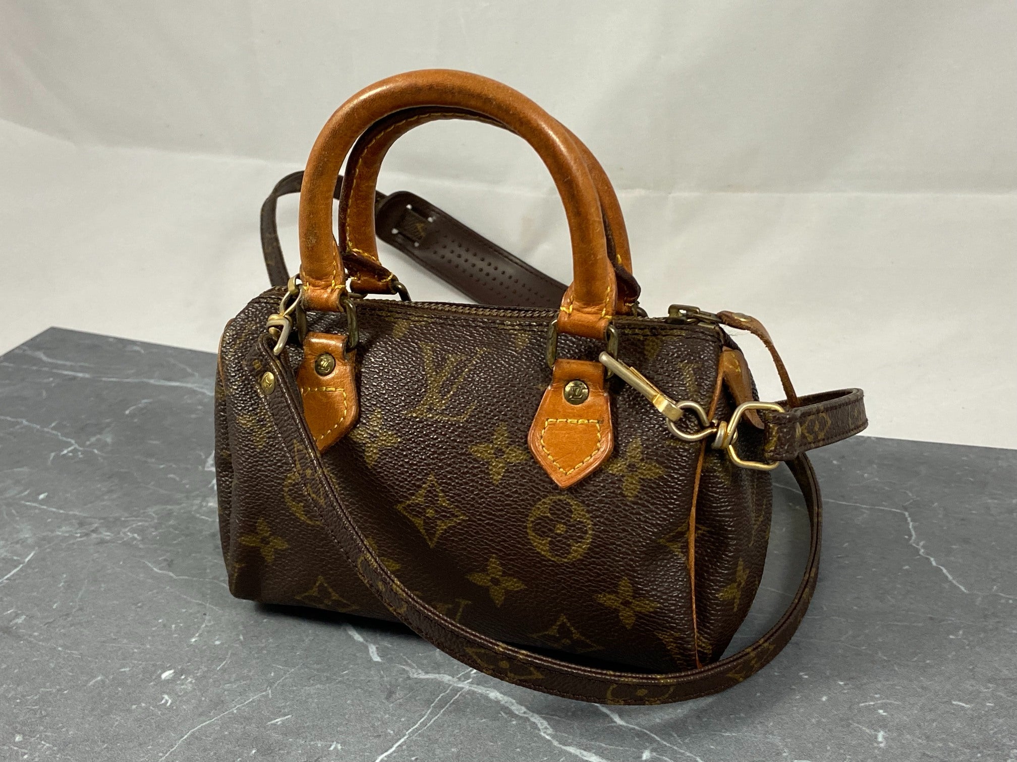 Louis Vuitton Mini Speedy Crossbody Bag Monogram Canvas