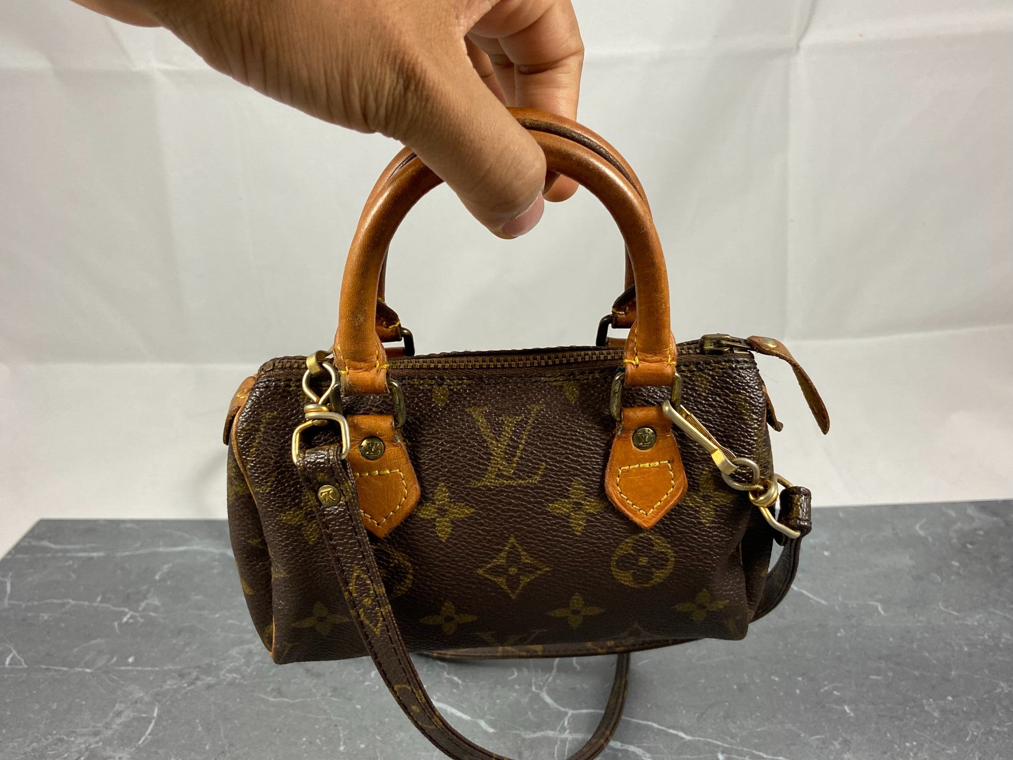 Louis Vuitton Mini Speedy Crossbody Bag Monogram Canvas