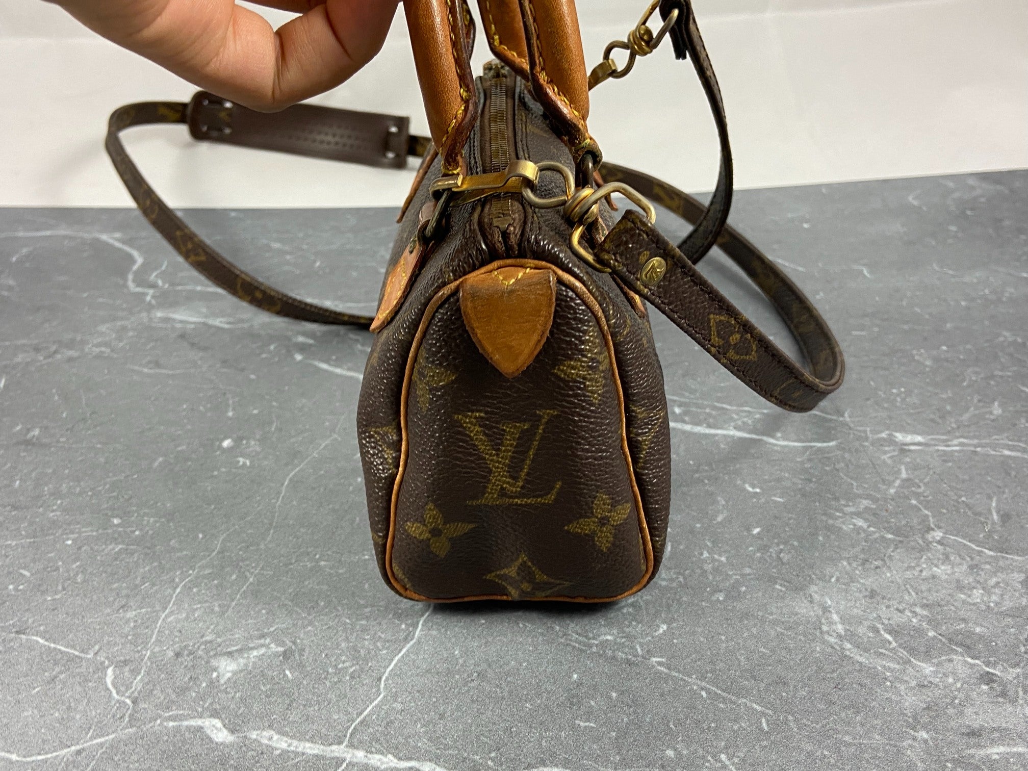 Louis Vuitton Mini Speedy Crossbody Bag Monogram Canvas