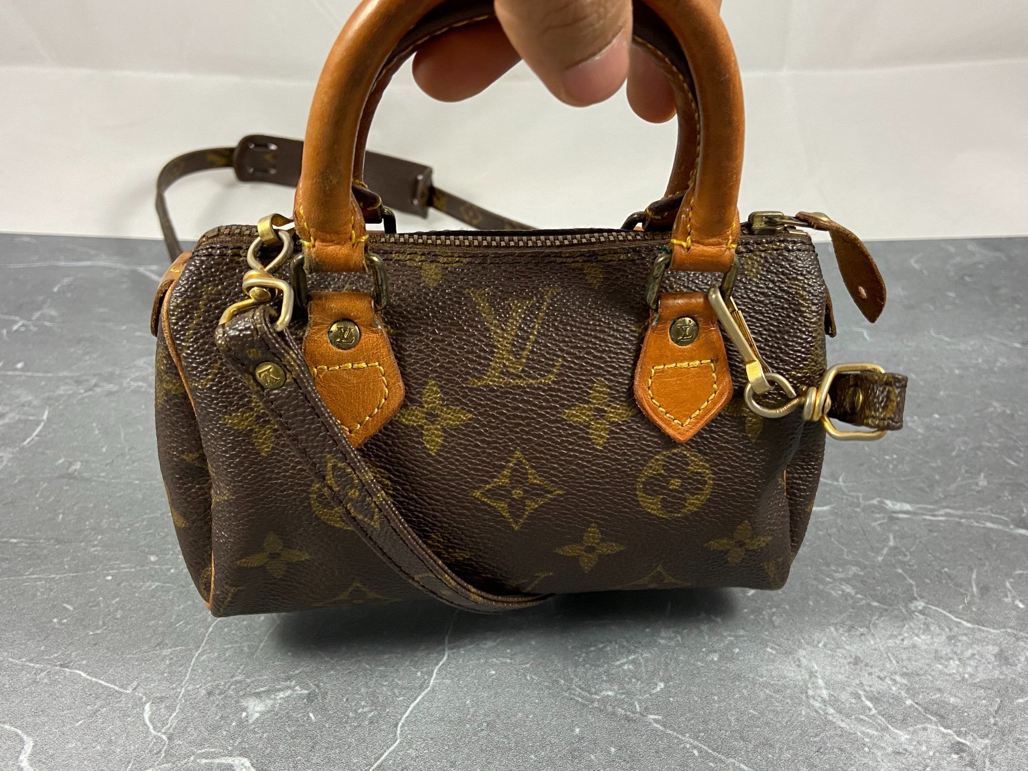 Louis Vuitton Mini Speedy Crossbody Bag Monogram Canvas