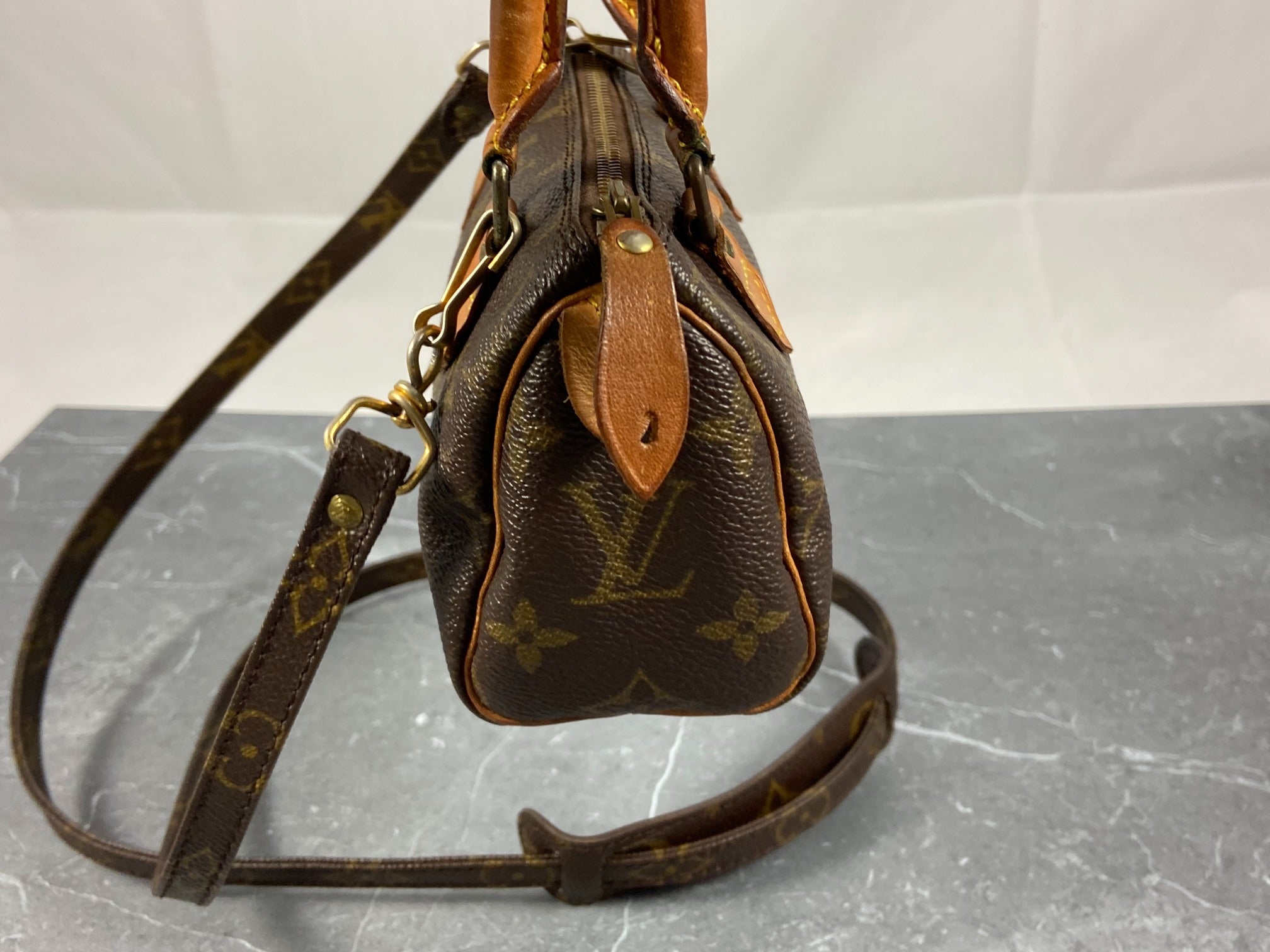 Louis Vuitton Mini Speedy Crossbody Bag Monogram Canvas