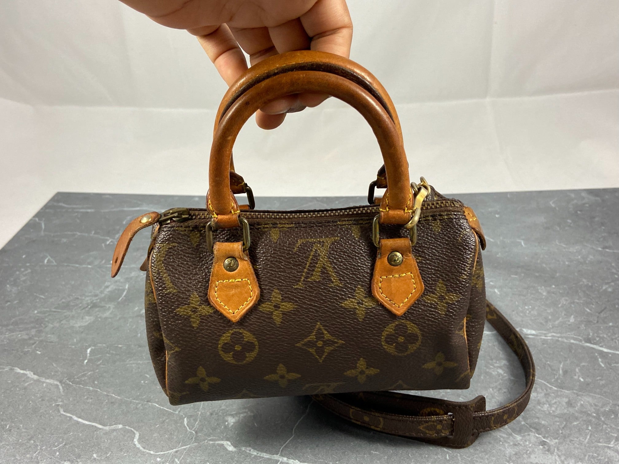 Louis Vuitton Mini Speedy Crossbody Bag Monogram Canvas