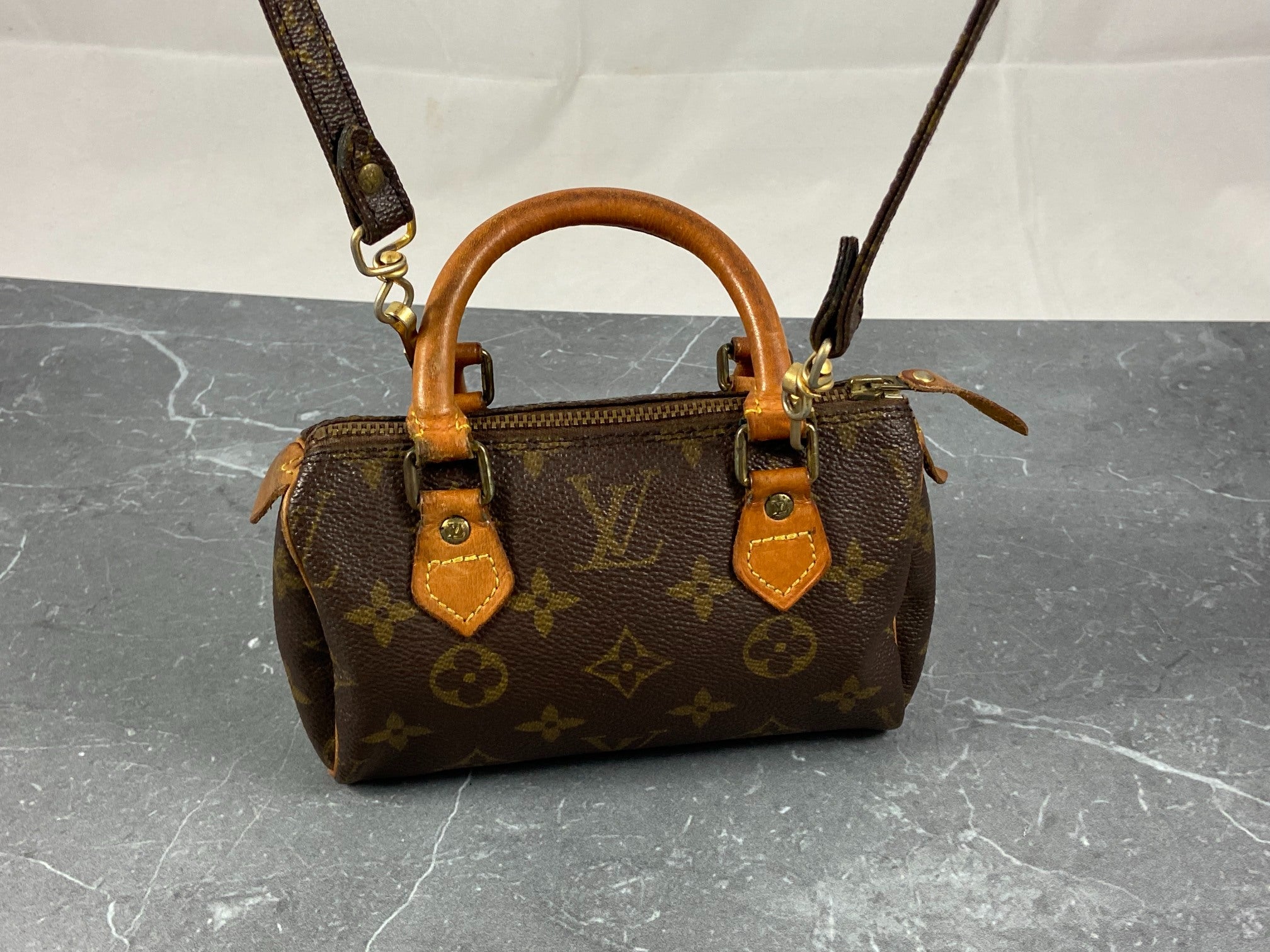 Louis Vuitton Mini Speedy Crossbody Bag Monogram Canvas