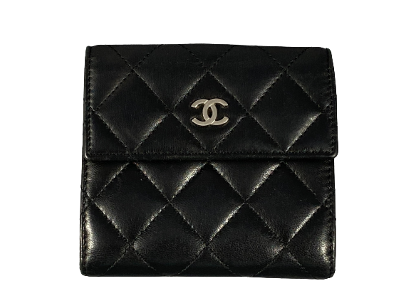 Chanel CC Matelasse Compact Wallet Black Quilted Leather