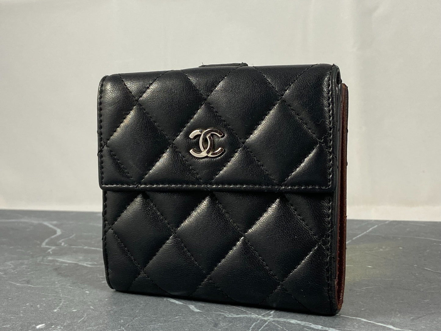 Chanel CC Matelasse Compact Wallet Black Quilted Leather