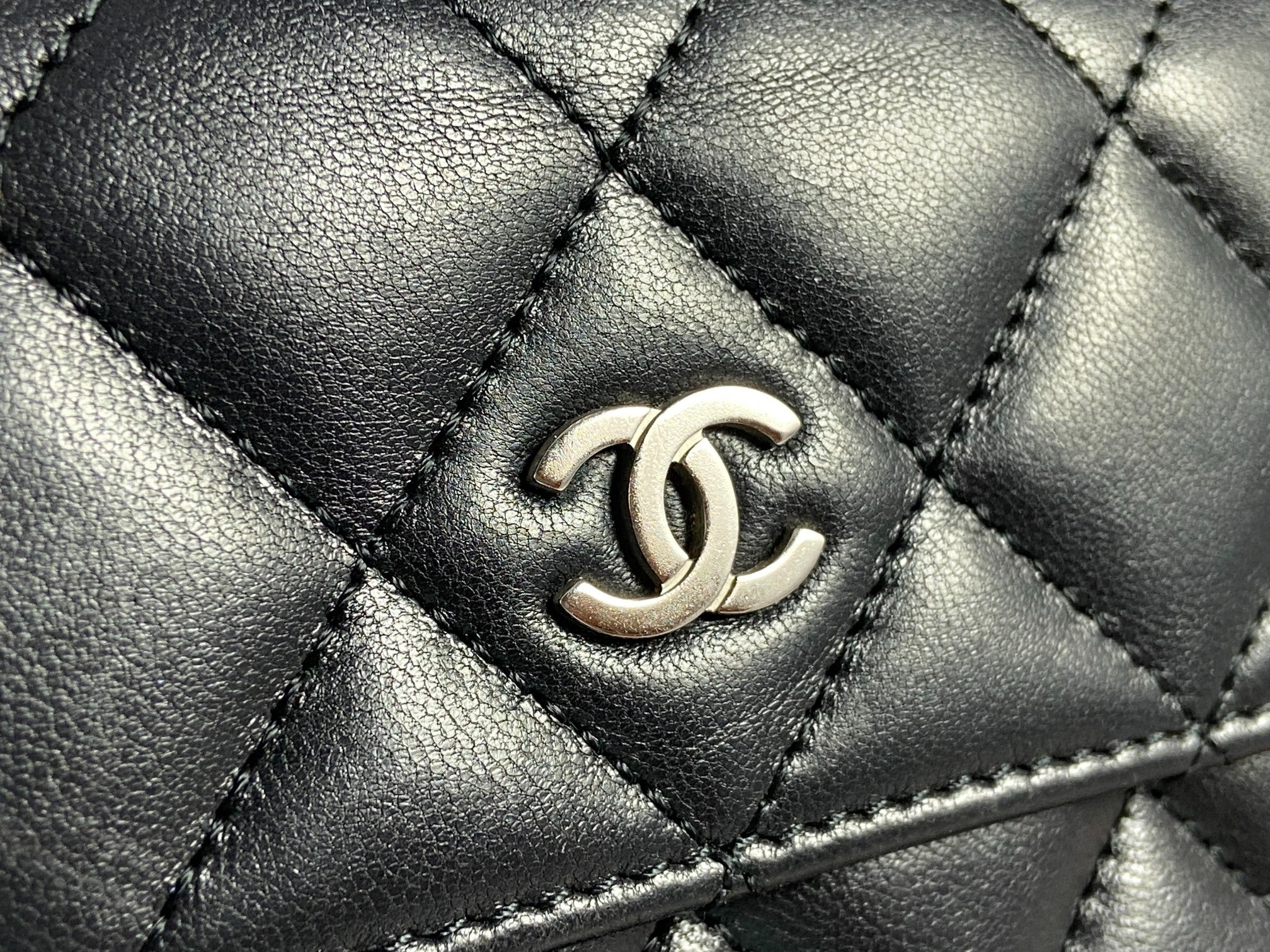 Chanel CC Matelasse Compact Wallet Black Quilted Leather