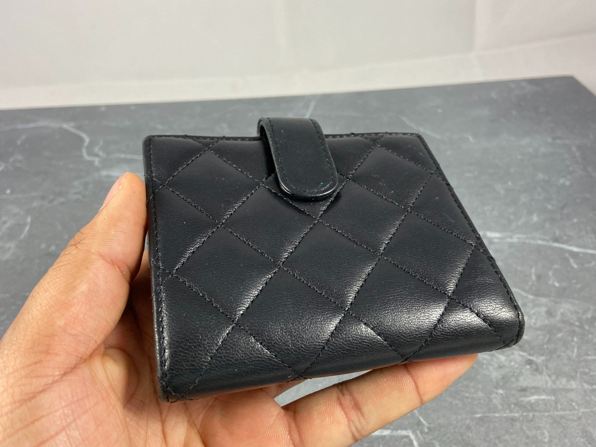 Chanel CC Matelasse Compact Wallet Black Quilted Leather