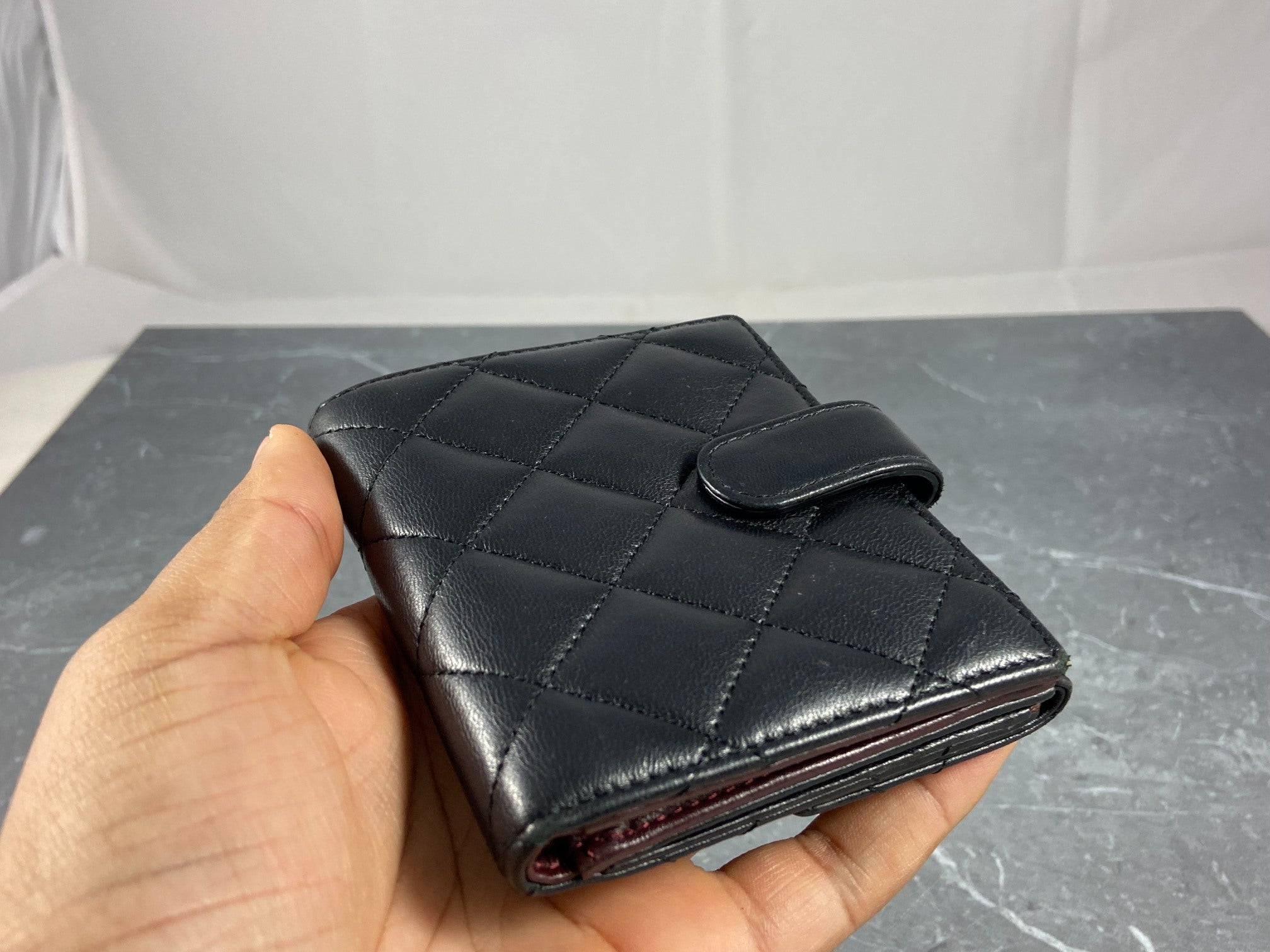 Chanel CC Matelasse Compact Wallet Black Quilted Leather