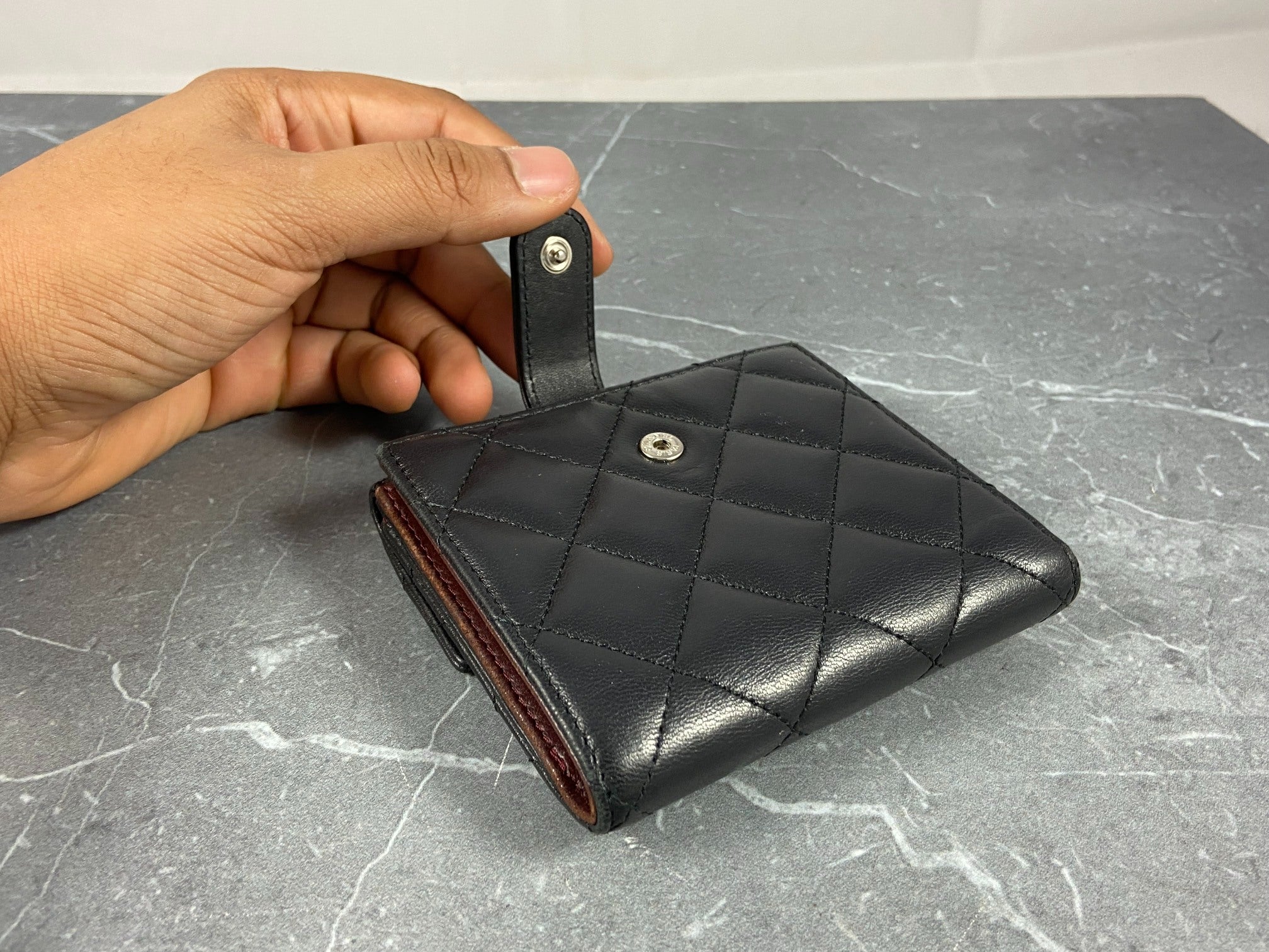 Chanel CC Matelasse Compact Wallet Black Quilted Leather